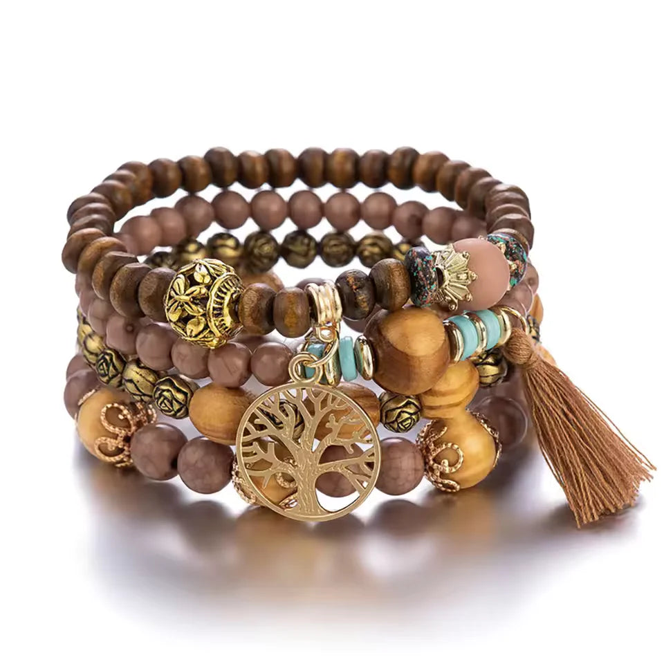 crafted from natural wood for a stylish and earthy look, perfect for bohemian and hawaiian fashion lovers seeking unique accessories to complete their tropical outfits 