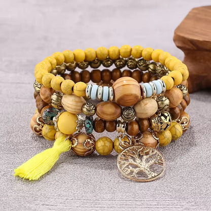 crafted from natural wood for a stylish and earthy look, perfect for bohemian and hawaiian fashion lovers seeking unique accessories to complete their tropical outfits 