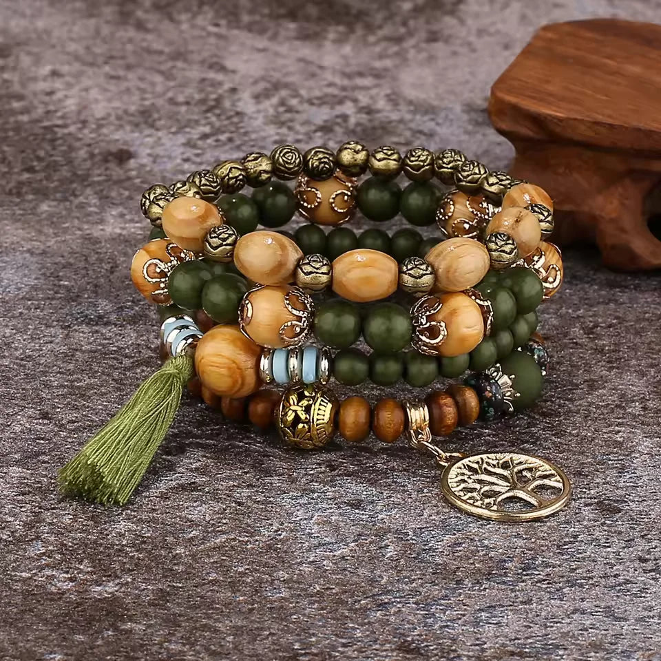 crafted from natural wood for a stylish and earthy look, perfect for bohemian and hawaiian fashion lovers seeking unique accessories to complete their tropical outfits 