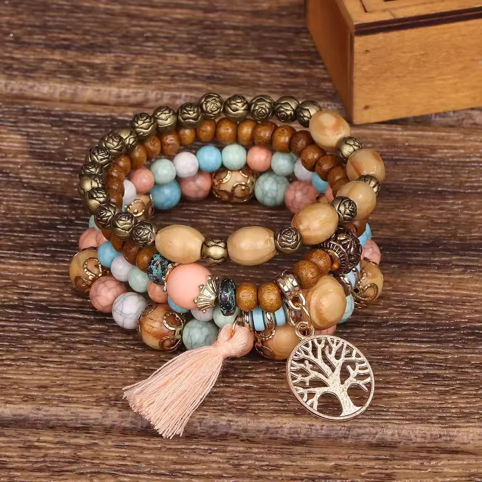 crafted from natural wood for a stylish and earthy look, perfect for bohemian and hawaiian fashion lovers seeking unique accessories to complete their tropical outfits 