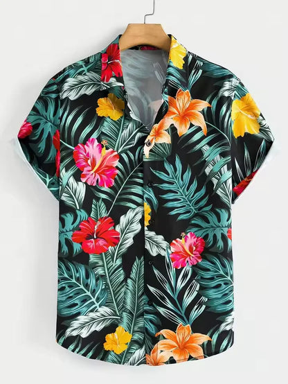 lush, tropical floral prints, lightweight, breathable fabric, perfect for beach outings, casual events, or adding a touch of island-inspired style to your wardrobe